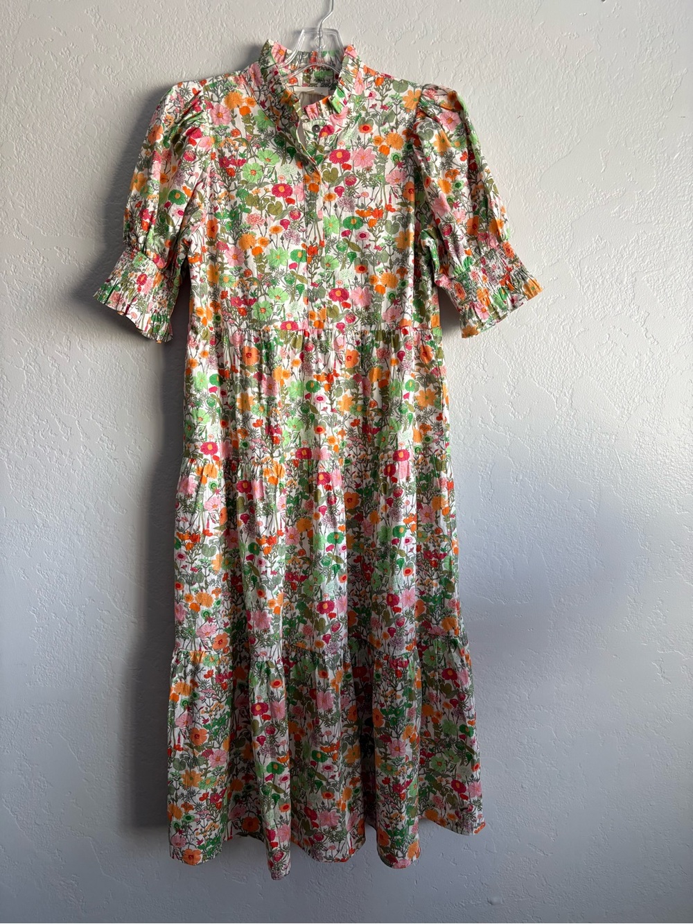 ❤️NEW entro Floral Tiered Midi Dress in Multicolor - Classic Puff Sleeve
